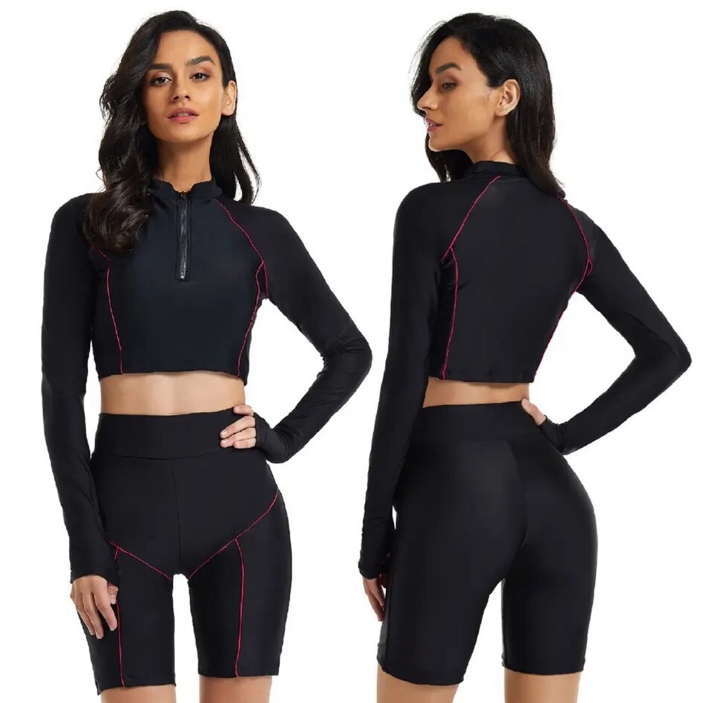 NWT Black and Pink Biker Short Set size Medium